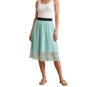 Lularoe Mint Green Aqua lace overlay knee length midi skirt womens XL